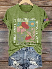 Women's fdt Flowers Printed Casual T-Shirt