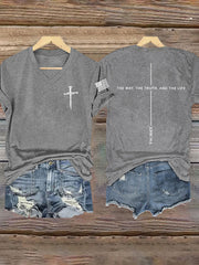 Women's Jesus The Way The Truth The Life John 14:6 Christian Cross Short Sleeve T-Shirt