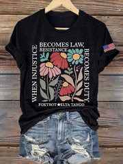 Women's fdt Flowers Printed Casual T-Shirt