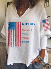V-neck Retro Resist Not My President, Not My Voice, Not My Values, Not My Beliefs Print T-shirt