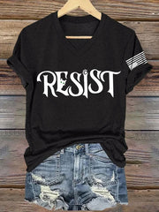 V-Neck Retro Resist Cat Paw Print T-Shirt