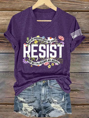 V Neck Retro Resist Not My President, Not My Voice, Not My Values, Not My Beliefs Print T-Shirt