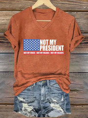 Women's Not my President Print V-Neck T-Shirt