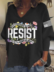 V-neck Retro Resist Not My President, Not My Voice, Not My Values, Not My Beliefs Print T-shirt
