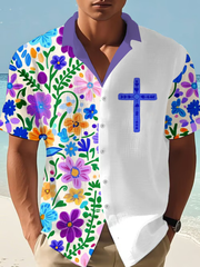 Men's Faith Cross Waffle Print Casual Shirt