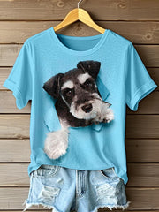 Women's Funny Schnauzer Art Print T-Shirt