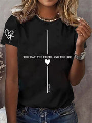 Women's Faith Cross The Way The Truth The Life Printed Short Sleeve T-Shirt