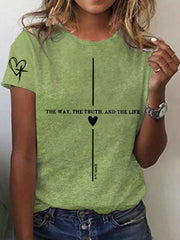 Women's Faith Cross The Way The Truth The Life Printed Short Sleeve T-Shirt