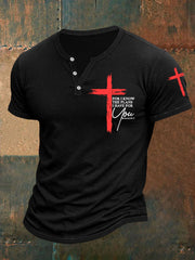 Men's Jeremiah 29:11 Christian Religious Bible Verse Cross Print Tee