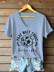 Women's Pray Wait Trust Printed Casual T-Shirt