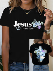 Women's Jesus is the Light Floral Christian T-Shirt