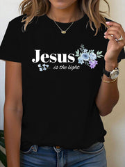 Women's Jesus is the Light Floral Christian T-Shirt