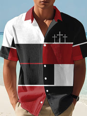Men's Cross Faith Colorblock Print Casual Shirt