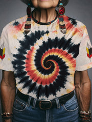 Women's Native American Medicine Wheel Tie-Dye T-Shirt
