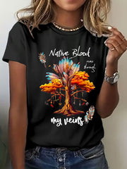 Women's Native American Printed Casual T-Shirt