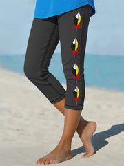 Women's Native American Medicine Wheel Feathers Cropped leggings