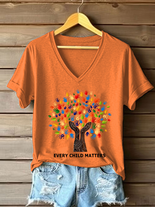 Women's every child matters V-neck T-shirts