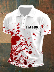Men's I'm Fine Bloody Art Printed Casual Top