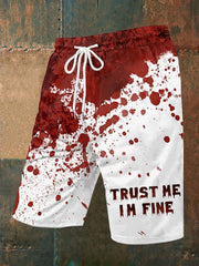Men's Trust Me, I'm Fine Bloody Art Printed Shorts