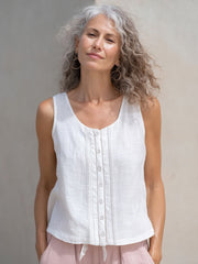 Women's Simple Lace Patchwork Linen Tank Top