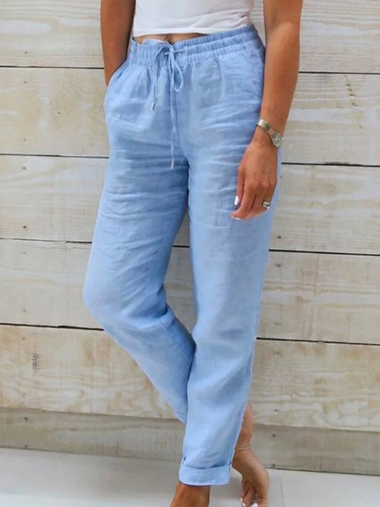 Women's Simple Solid Color Linen Pants