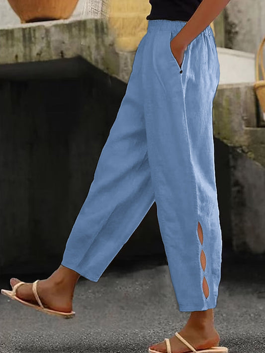 Women's Simple Solid Color Linen Pants