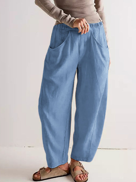 Women's Simple Solid Color Linen Pants