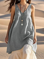 Women's Simple Solid Color Linen Long Shirt