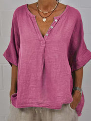 Women's Simple Solid Color Linen Shirt