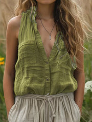 Women's Vintage Simple Linen Shirt