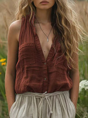 Women's Vintage Simple Linen Shirt