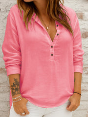 Women's Simple Solid Color Linen Shirt