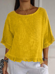 Women's Elegant Ruffled Linen Shirt
