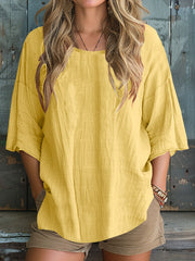 Women's Simple Solid Color Linen Shirt