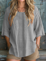 Women's Simple Solid Color Linen Shirt