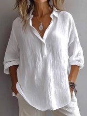 Women's Simple Solid Color Linen Shirt