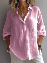 Women's Simple Solid Color Linen Shirt