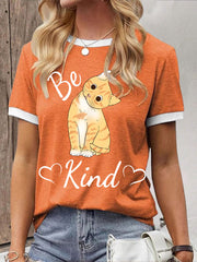 Women's be kind cat orange t-shirts