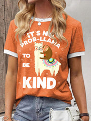 Women's It's no prob-llama to be kind orange t-shirts