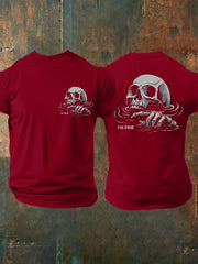 Men's I'm Fine Funny Skull Casual Tee