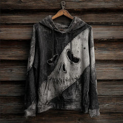 Men's Halloween Ghost Face Print Casual Hoodie