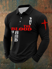 Men's Saved By The Blood Print long sleeve shirt