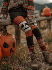 Women's Halloween Patchwork Print Leggings
