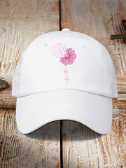 Unisex Pink Ribbon Sunflower Faith Breast Cancer Awareness Support Hat