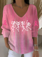 Women's Breast Cancer Pink Printed Casual Top