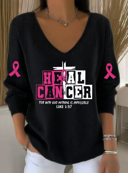 Women's Breast Cancer Printed Casual Top