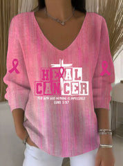 Women's Breast Cancer Printed Casual Top