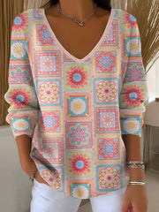 Women's Breast Cancer Awareness V-Neck Ribbed Top