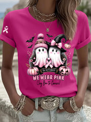 Women's Breast Cancer Awareness In October We Wear Pink Print Casual T-Shirt