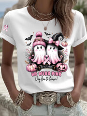 Women's Breast Cancer Awareness In October We Wear Pink Print Casual T-Shirt